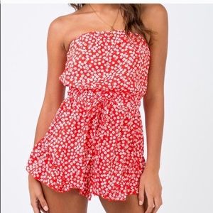 Princess Polly Red and White Romper